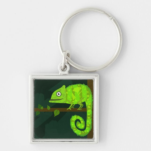 Porte-clés Caméléon vert mignon (Devant)