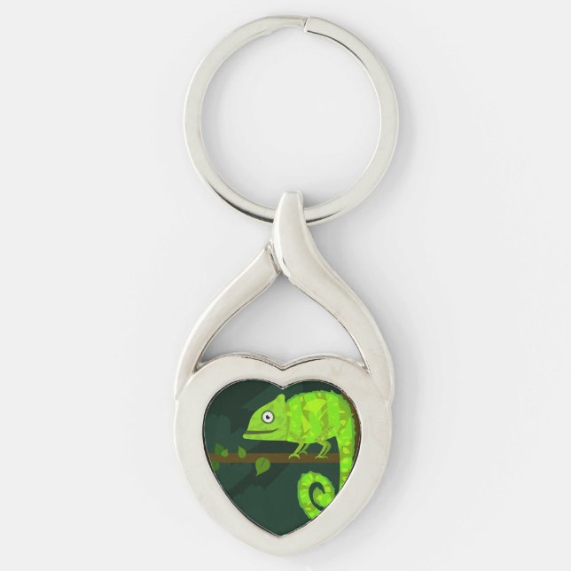 Porte-clés Caméléon vert mignon (Devant)