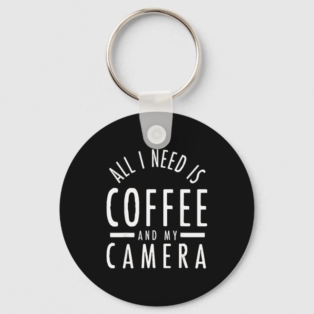 Porte-clés Camera &amp; Coffee - Funny Photography Quote Phot (Recto)