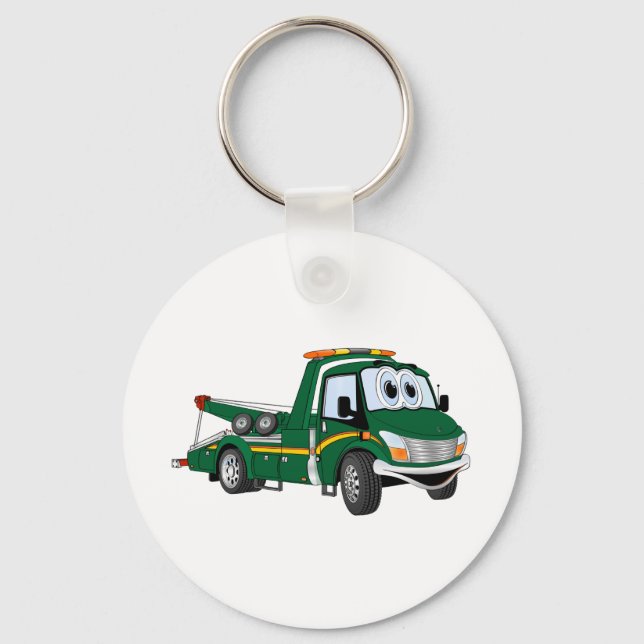 Porte-clés Camion à remorque caricature verte (Recto)