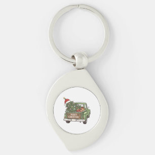 Porte-clés Camion de Noël Vintage Joyeux Noël Hommes Femmes 
