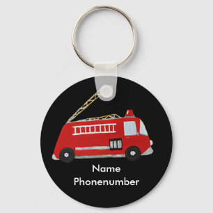 Porte-clés Camion de pompiers dans le style vintage rouge