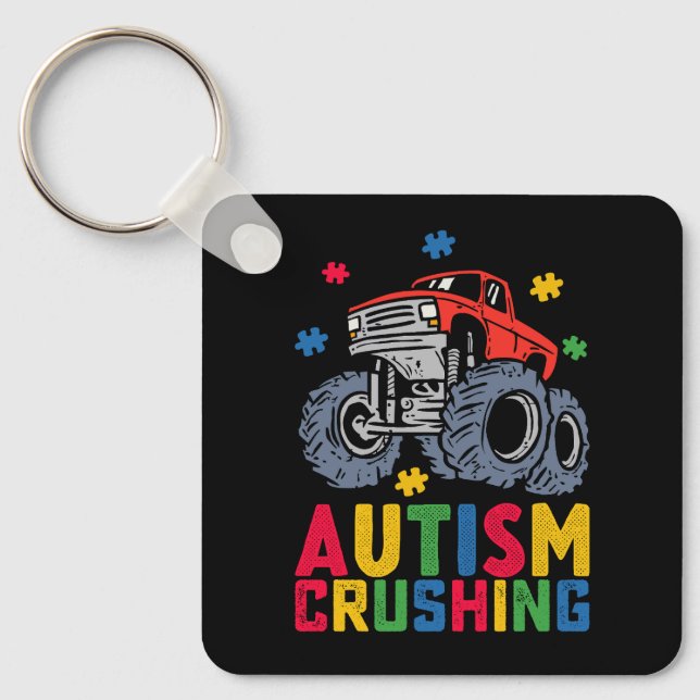 Porte-clés Camion Monstre de Sensibilisation à l'Autisme Écra (Recto)