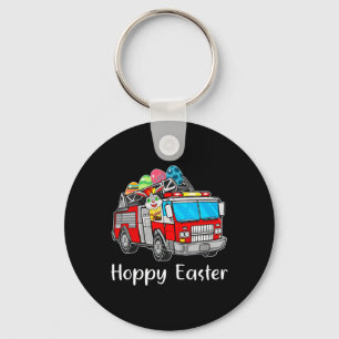 Porte-clés Camion Pompier Jour de Pâques oeufs de lapin Joyeu