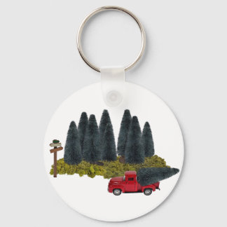 Porte-clés Camion vintage avec sapin de Noël