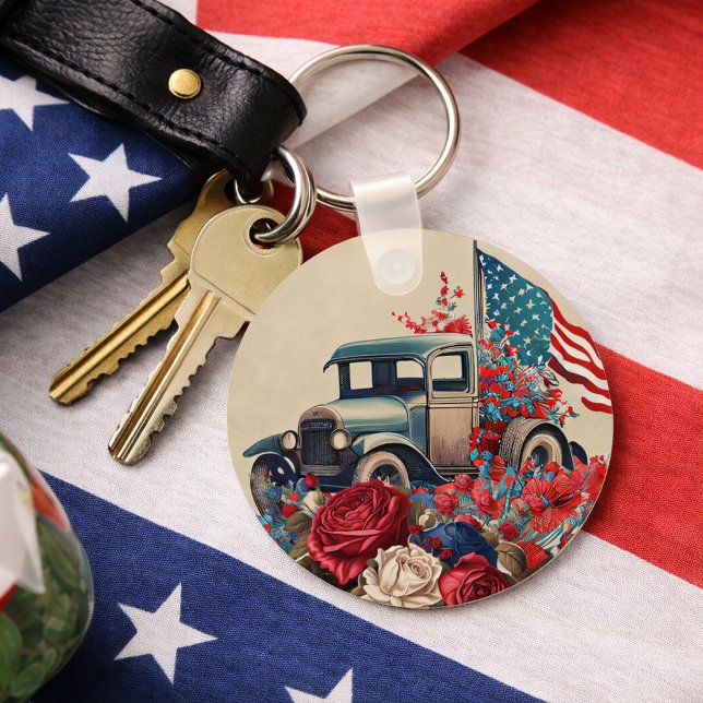 Porte-clés Camionnette Patriotique Vintage (Créateur téléchargé)