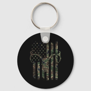 Porte-clés Camo American Drapeau Cerf Crâne Elk Chasse Usa