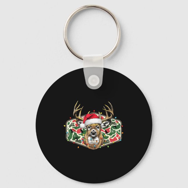 Porte-clés Camo Christmas Santa Deer Hunting Season Holiday O (Recto)