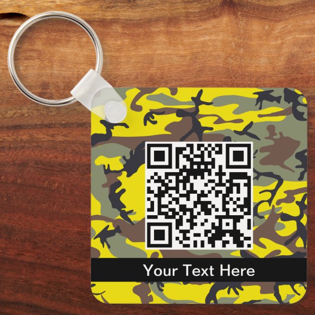 Porte-clés Camo jaune et marron, Camouflage, Militaire, Armée (Recto)