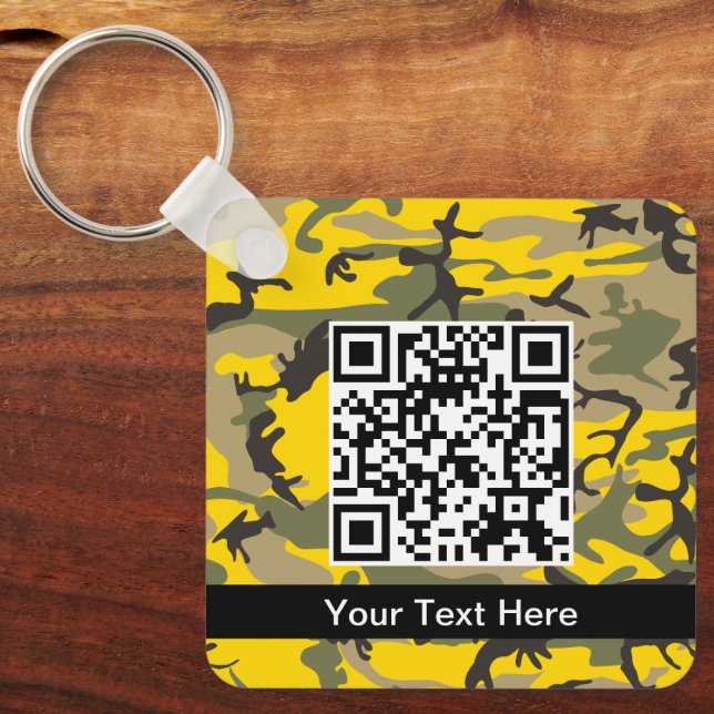 Porte-clés Camo jaune et vert, camouflage, militaire, armée (Recto)