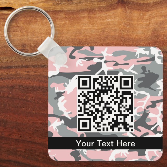 Porte-clés Camo rose et gris, Camouflage, Militaire, Armée (Recto)