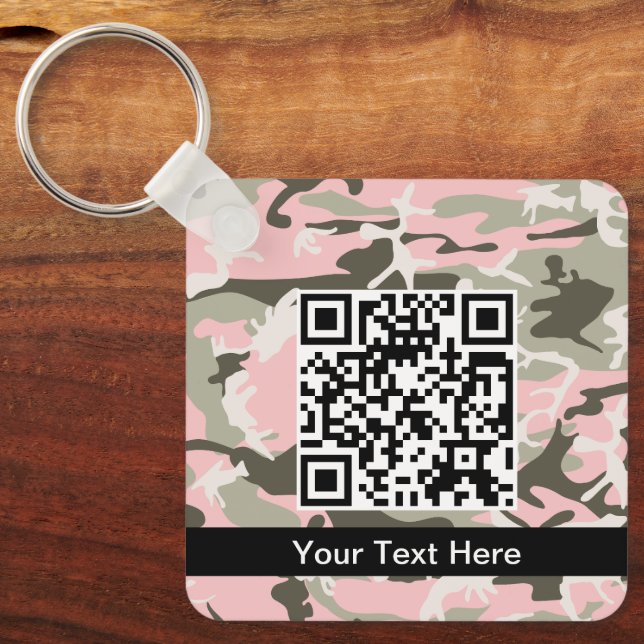 Porte-clés Camo rose et vert, Camouflage, Militaire, Armée (Recto)