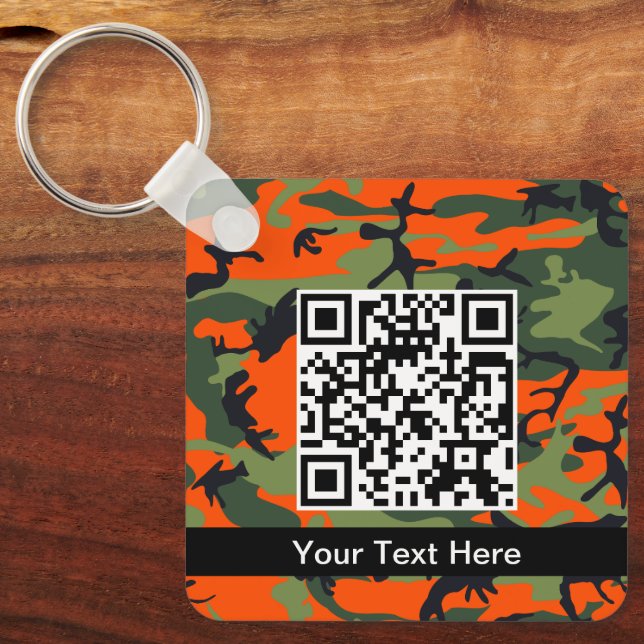 Porte-clés Camo Vert et Orange, Camouflage, Militaire, Armée (Recto)