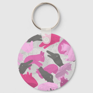 Porte-clés Camouflage animal Silhouette rose
