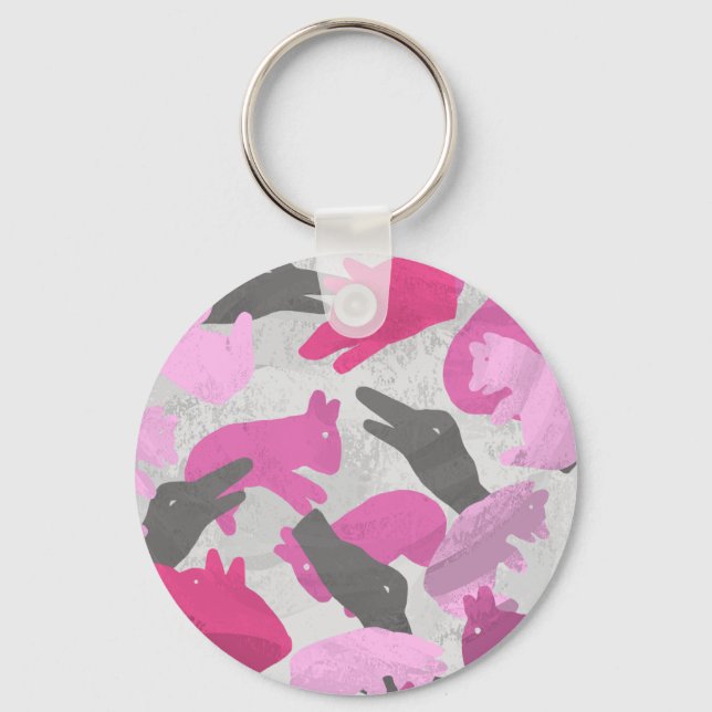 Porte-clés Camouflage animal Silhouette rose (Recto)