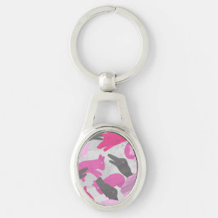 Porte-clés Camouflage animal Silhouette rose