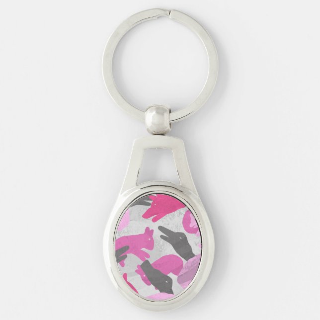 Porte-clés Camouflage animal Silhouette rose (Devant)