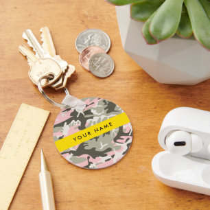 Porte-clés Camouflage rose et vert Votre nom Personnalisez