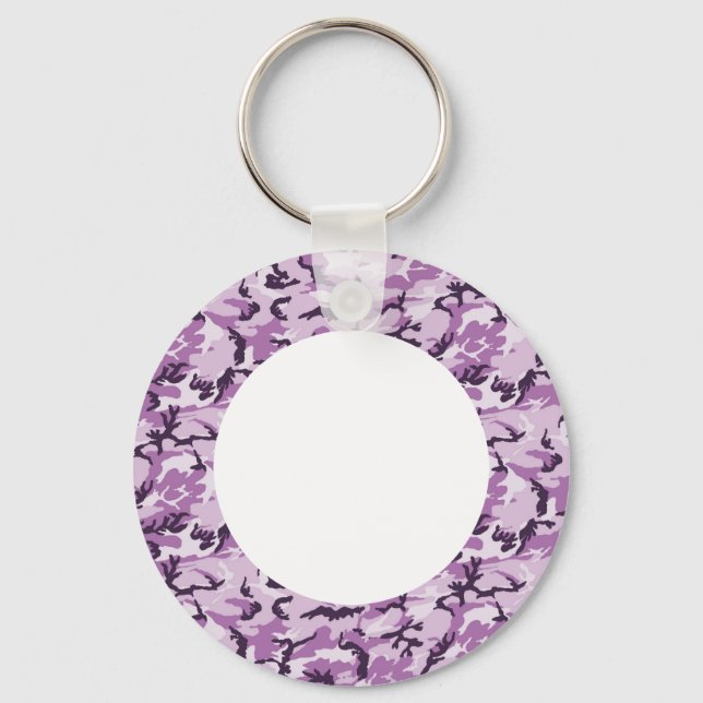 Porte-clés Camouflage rose/pourpre en bois - avec blanc (Recto)