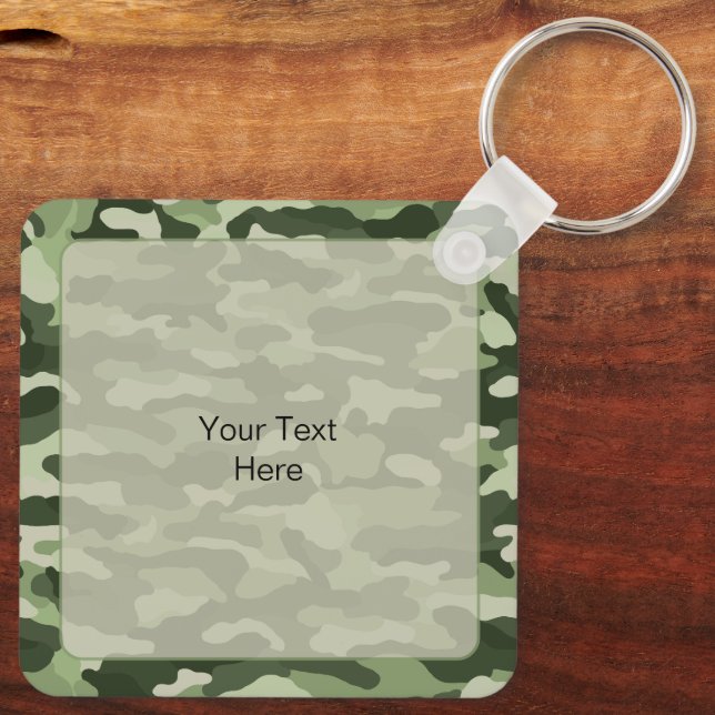 Porte-clés Camouflage vert en aluminium sur mesure (Verso)