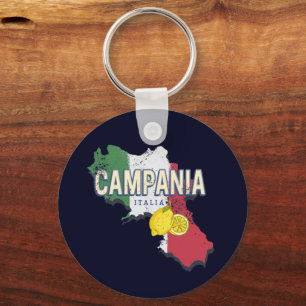 Porte-clés Campanie Italie Région Rétro Carte Souvenir Vintag