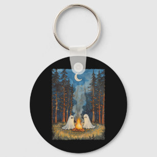 Porte-clés Campement fantôme vintage amateur de camping en fo