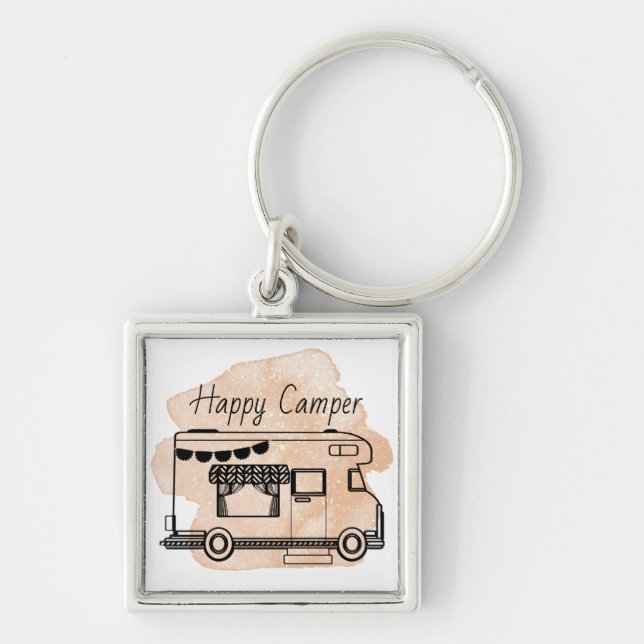 Porte-clés Camper caravane boho terracotta (Devant)