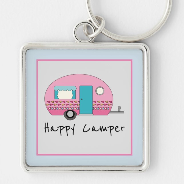 Porte-clés Camper RV Rose Cute Happy (Devant)