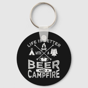 Porte-clés Camping Bière Feu de camp Vie Amour Feu de camp