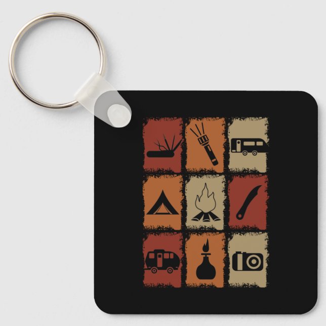 Porte-clés Camping - Fournitures de camping Rétro (Recto)