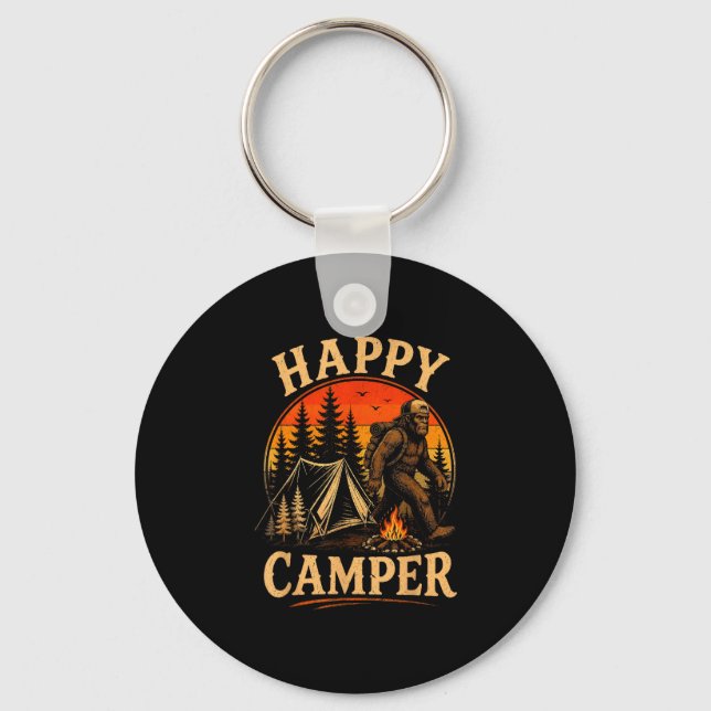Porte-clés Camping heureux bigfoot sasquatch aventure de plei (Recto)