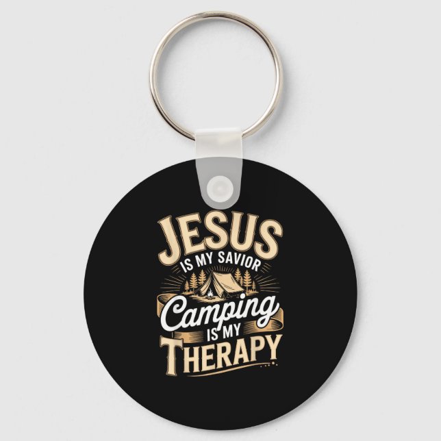 Porte-clés Camping jésus foi chrétienne religieuse  (Recto)