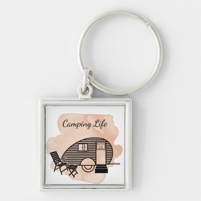 Porte-clés Camping life caravan trailer retro abstract rust (Devant)