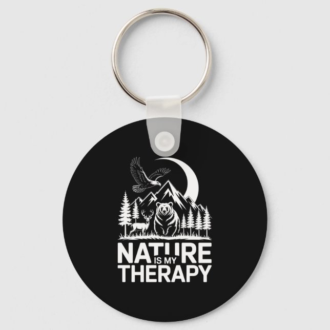 Porte-clés Camping nature est ma performance de thérapie  (Recto)