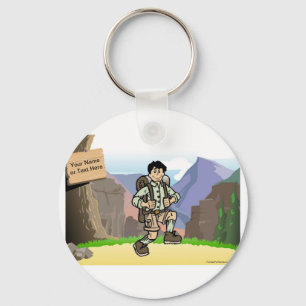 Porte-clés Camping personnalisé, Randonnée - Cartoon masculin