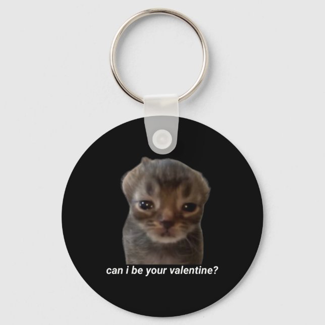 Porte-clés Can I Be Your Valentine Funny Cat Meme Brainrot Ge (Recto)