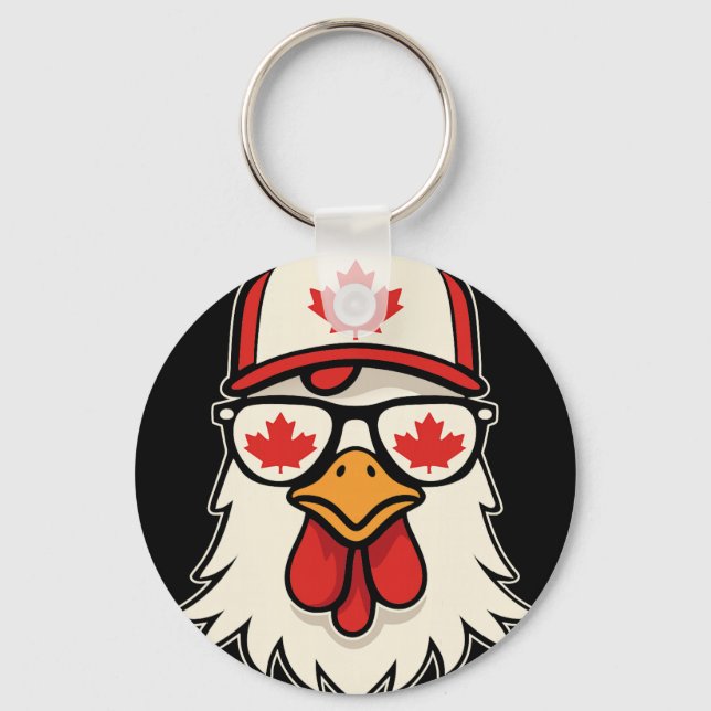 Porte-clés Canada Day Canadian Flag Maple Leaf Chicken Sungle (Recto)