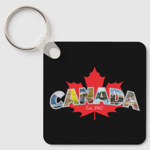 Porte-clés "Canada Est. 1867" Avec Graphique Feuille D'Érable