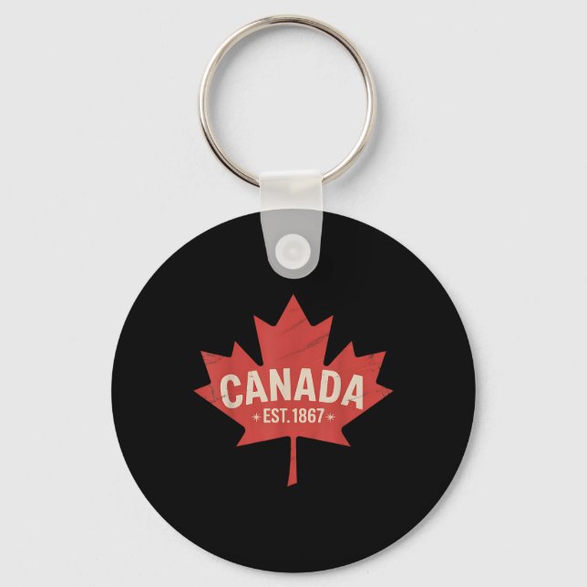 Porte-clés Canada Établi en 1867 Retro Feuille d'Érable Vinta (Recto)