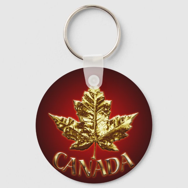 Porte-clés Canada Souvenir Key Chain Gold Chrome Maple Leaf (Recto)