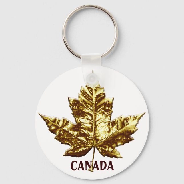 Porte-clés Canada Souvenir Porte - clé or Chrome Feuille d'ér (Recto)