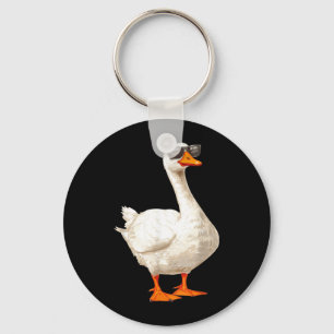 Porte-clés Canard d'oie ridicule portant des lunettes de sole