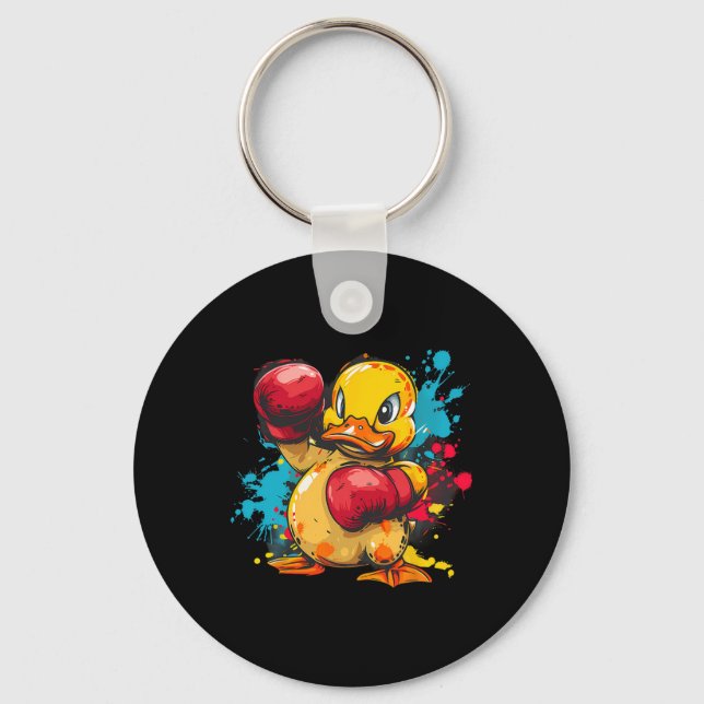 Porte-clés Canard en caoutchouc de boxe avec gants de boxe Ki (Recto)