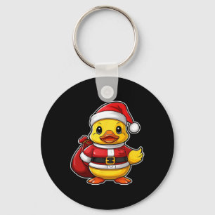 Porte-clés Canard en caoutchouc Père Noël Joyeux Noël Festif