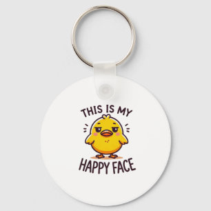 Porte-clés canard grincheux-voici mon visage heureux drôle