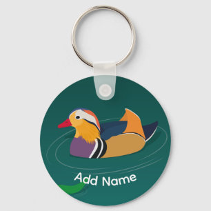 Porte-clés Canard Mandarin Coloré Art Moderne Personnalisé Ve