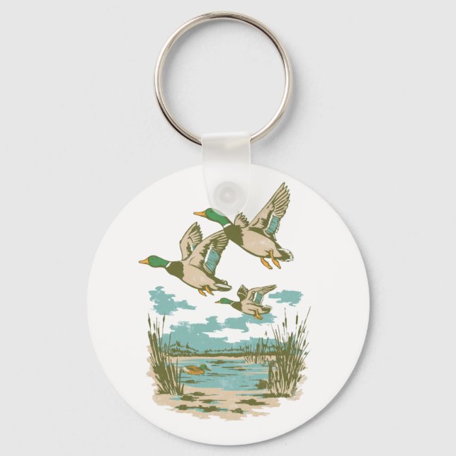 Porte-clés Canards volants Zone humide Faune Nature Chasse Ex (Recto)