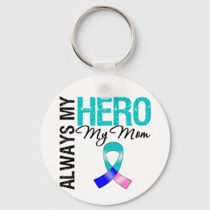 Porte-clés Cancer de la thyroïde TOUJOURS MON HÉROS MA mama