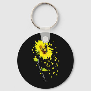 Porte-clés Cancer de l'enfant Ruban Gol Papillon Tournesol de