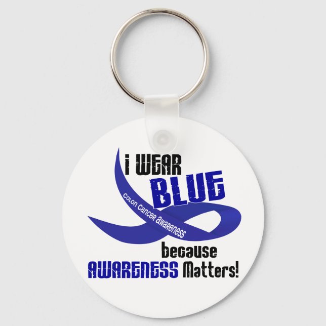 Porte-clés CANCER DU COLON Je Porte Du Bleu Pour Sensibilisat (Recto)